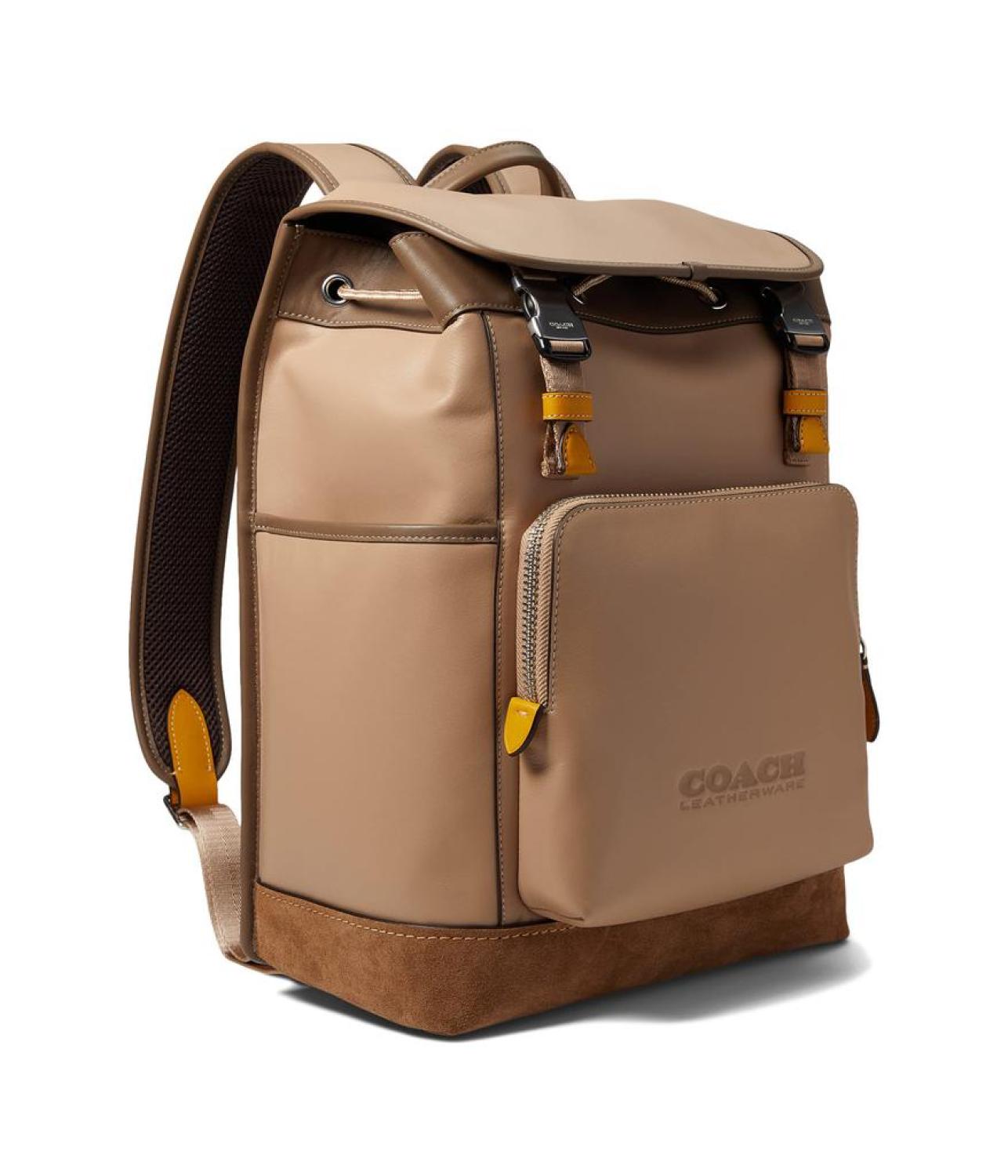 coach backpack flap COACH League Flap Backpack In Colorblock In Beige