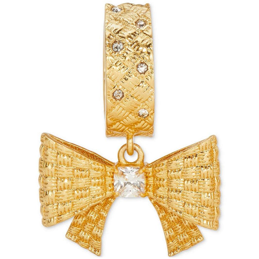 Gold-Tone Wrapped in a Bow Huggie Drop Earrings