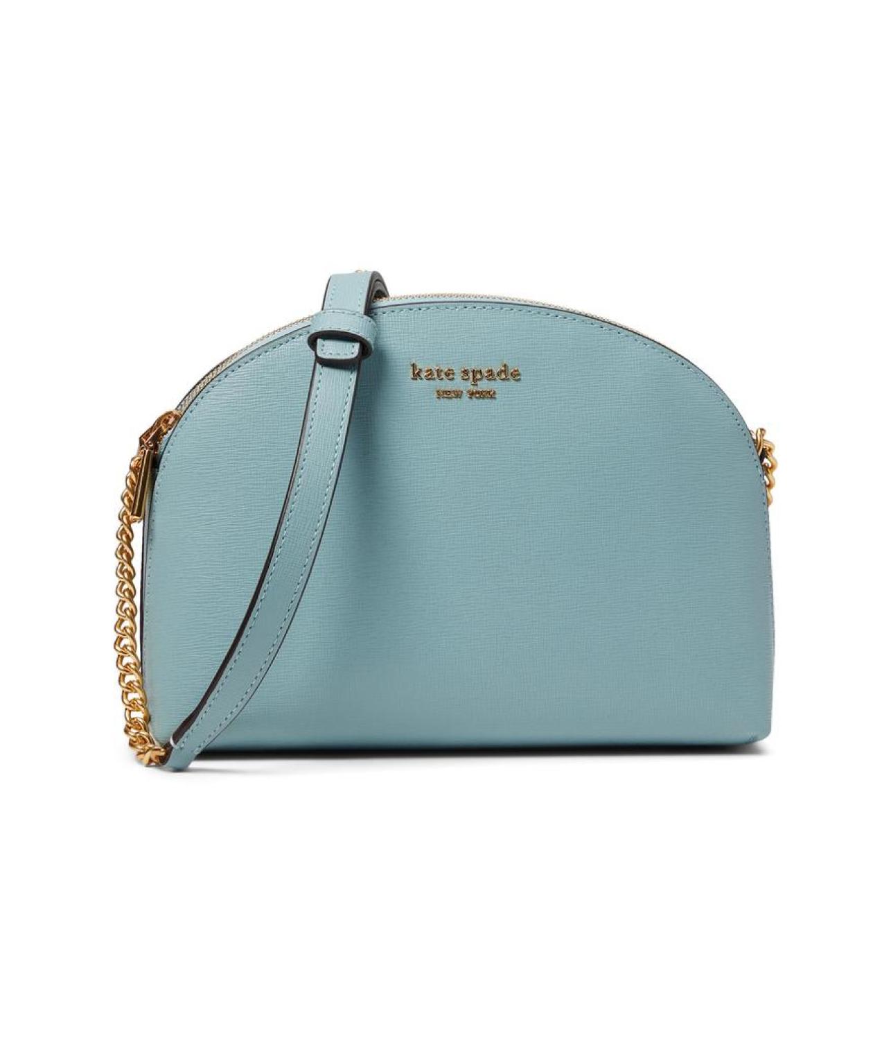 Morgan Saffiano Leather Double Zip Dome Crossbody