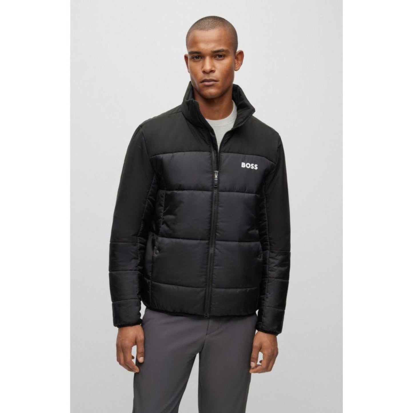 Regular-fit water-repellent padded jacket in mixed materials
