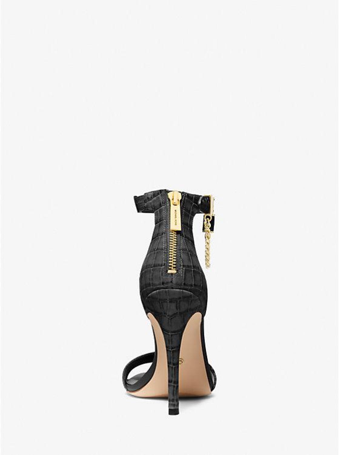 Hamilton Embellished Crocodile Embossed Leather Sandal