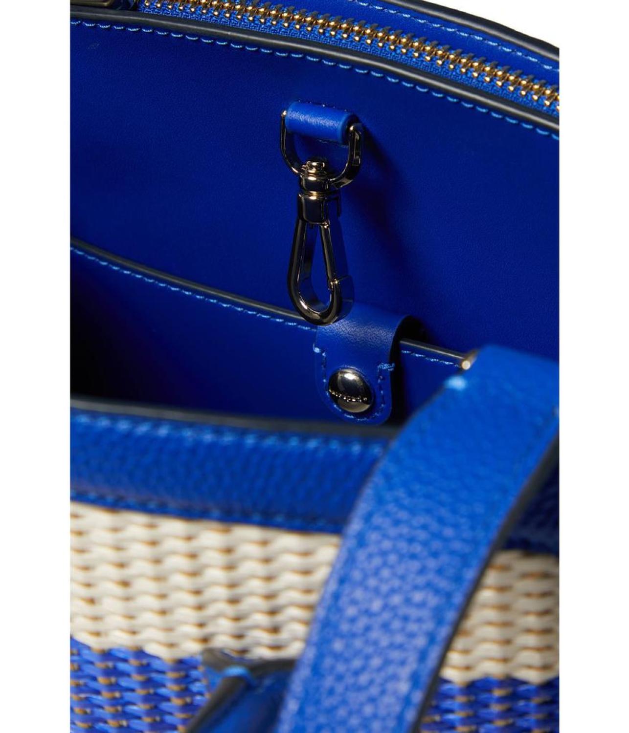 Knott Striped Woven Fabric Medium Satchel