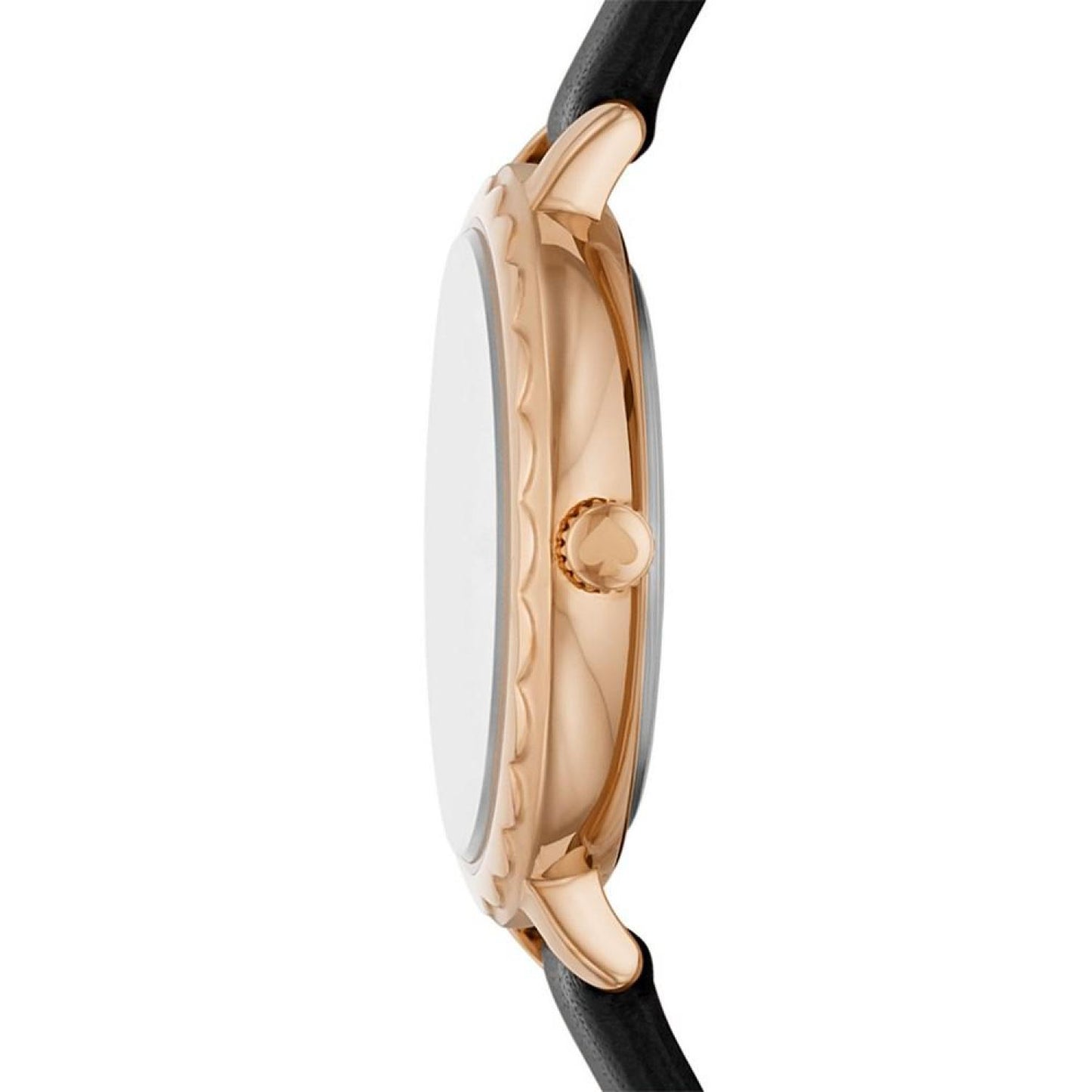 Women's Morningside Black Leather Strap Watch and Top Ring Set, 34mm