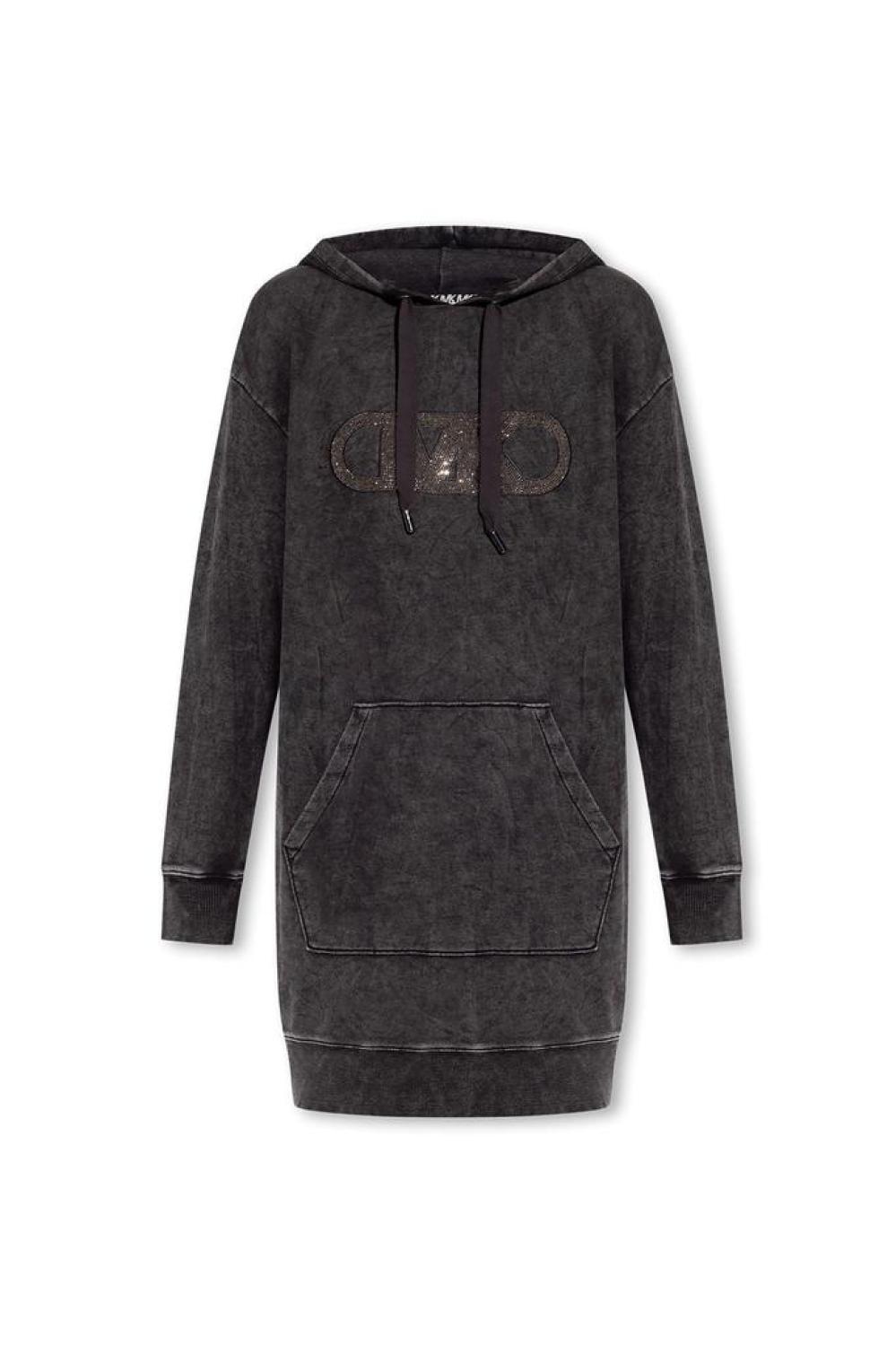 Michael Michael Kors Logo Embellished Drawstring Hoodie Dress