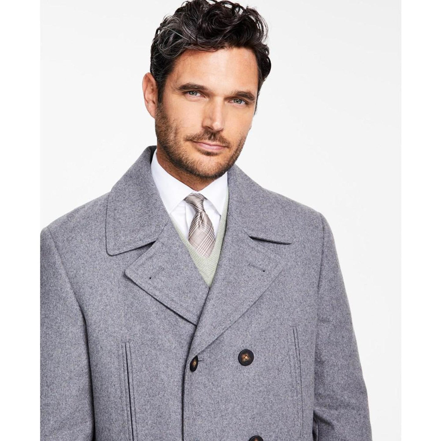 Men's Classic Fit Double-Breasted Wool Blend Peacoats