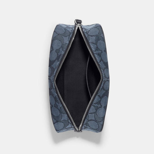 Coach Outlet Dempsey Boxy Cosmetic Case 20 In Signature Jacquard With Stripe And Coach Patch