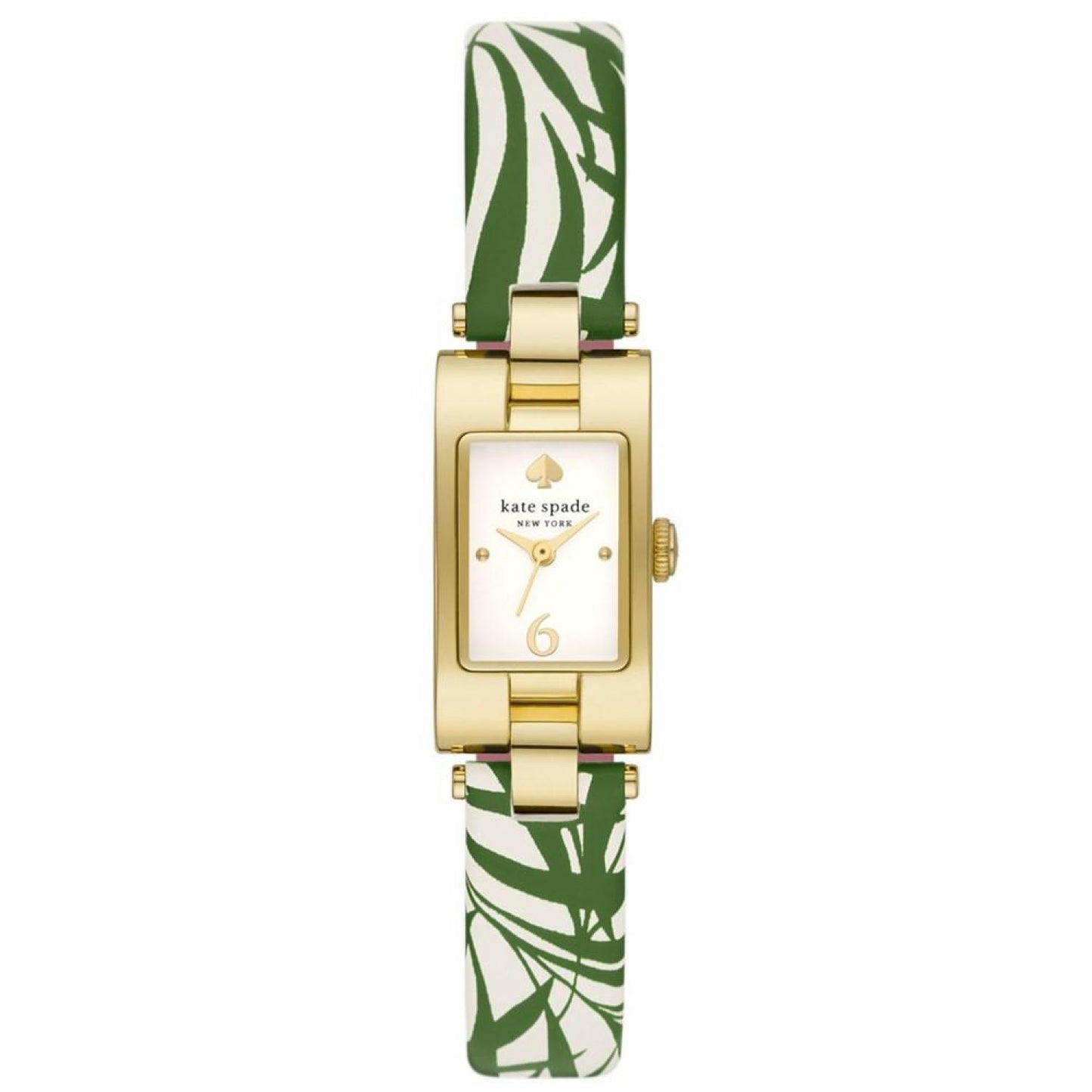 Women's Brookville in Gold-Tone Plated with Green White Leather Strap Watch 12mm