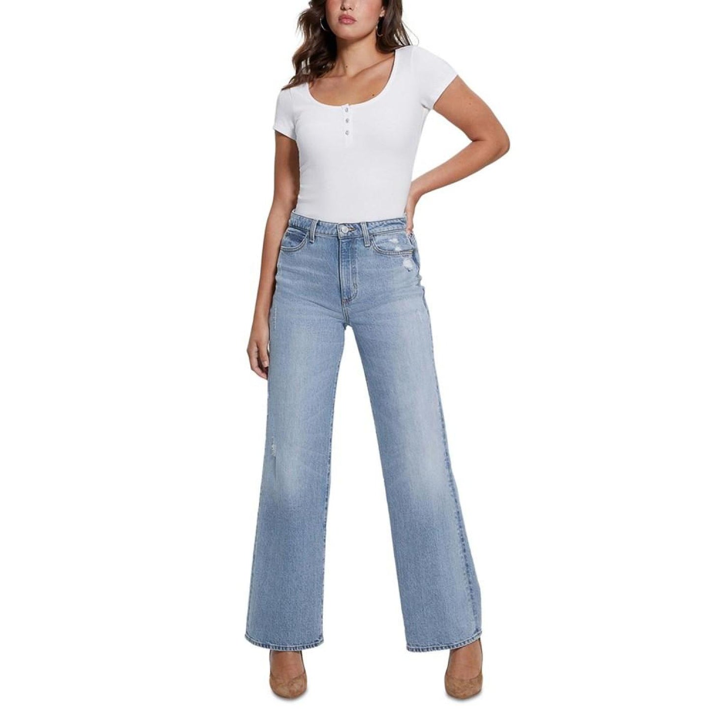 WOMEN'S Karlee Jewel-Button Ribbed Henley Top