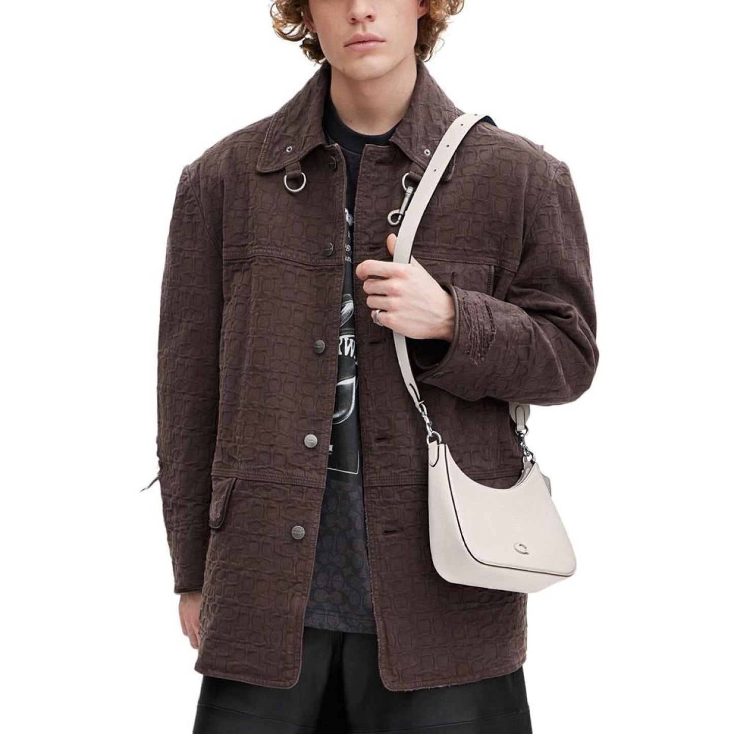 Small Crossgrain Leather Hobo Crossbody Bag