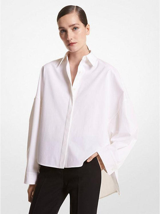Organic Stretch Cotton Poplin Dolman-Sleeve Shirt