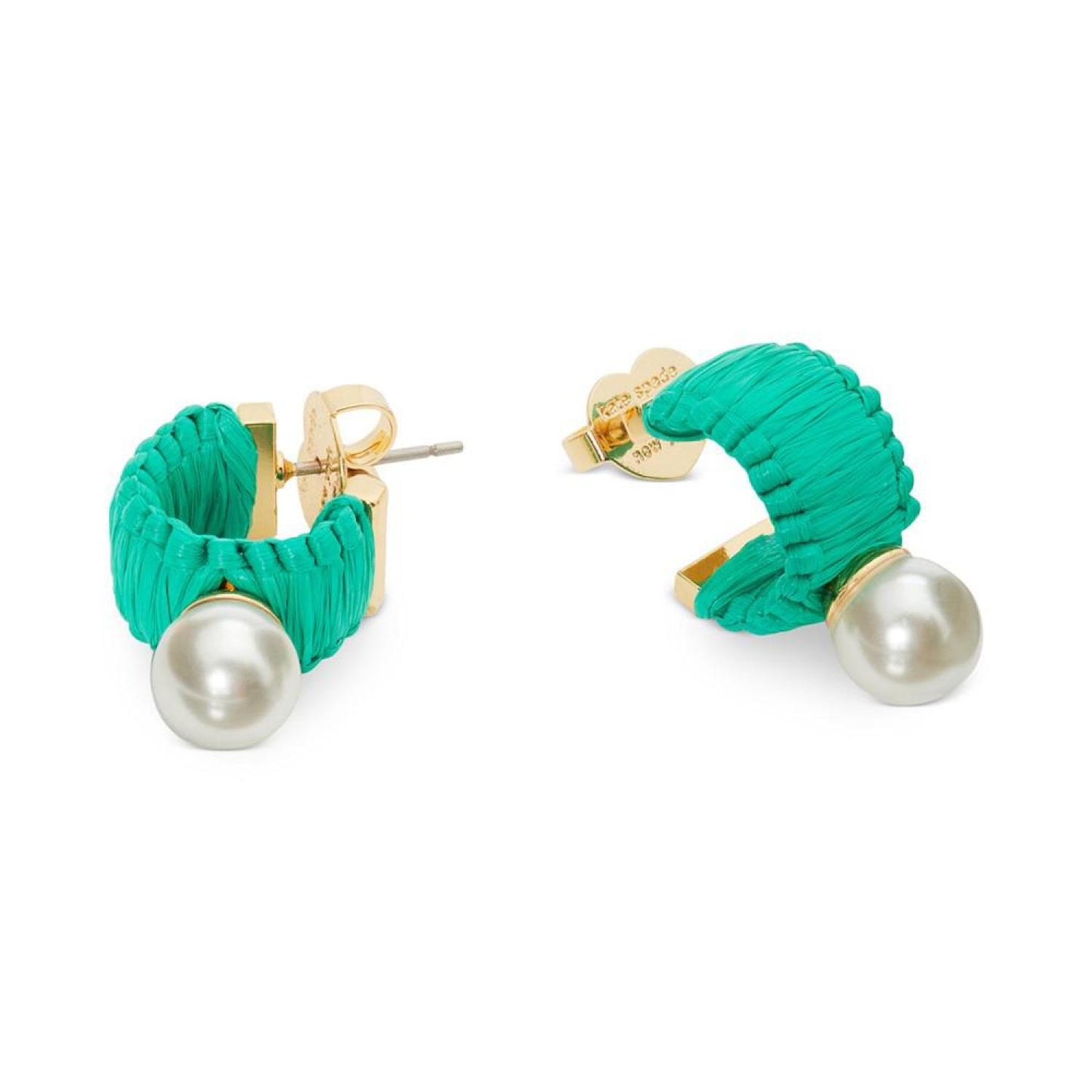 Francesca Gold-Tone Imitation Pearl & Raffia Mini Hoop Earrings