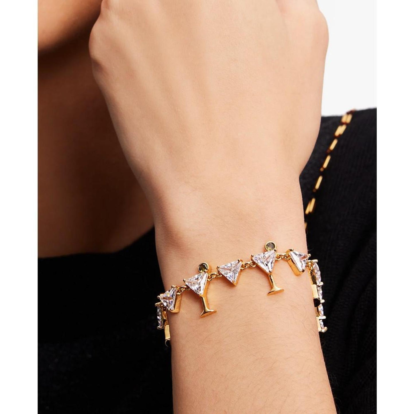 Gold-Tone Cubic Zirconia Martini Tennis Bracelet
