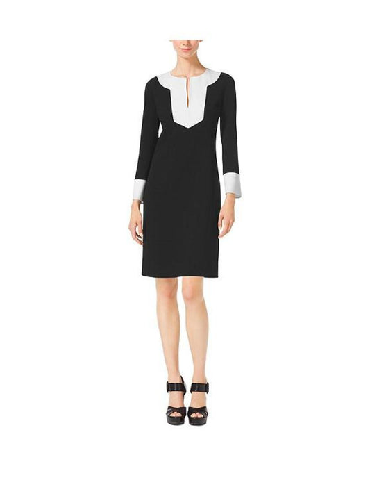 Color-Block Wool-Crepe Tunic Dress