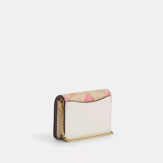 Coach Outlet Boxed Mini Wallet On A Chain In Signature Canvas With Heart Print