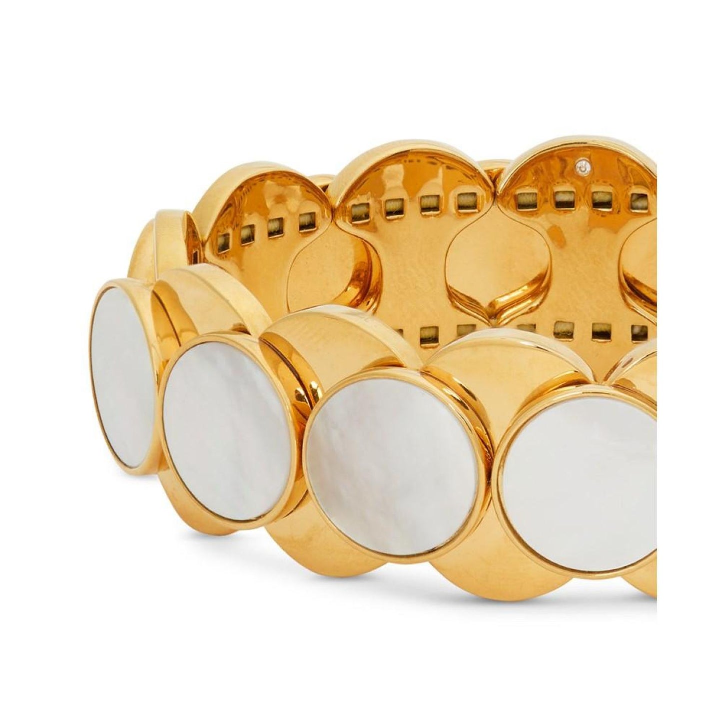 Gold-Tone Mother-of-Pearl Disc Stretch Bracelet