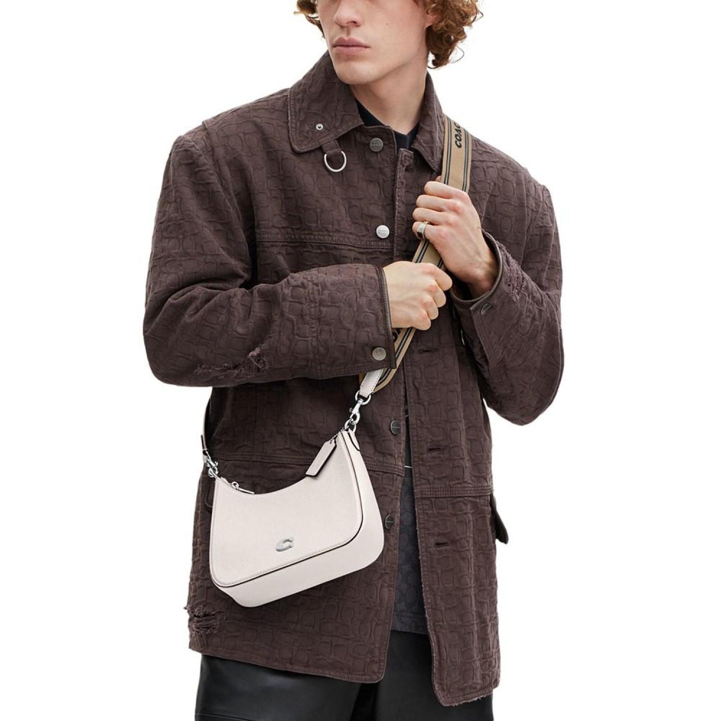 Small Crossgrain Leather Hobo Crossbody Bag