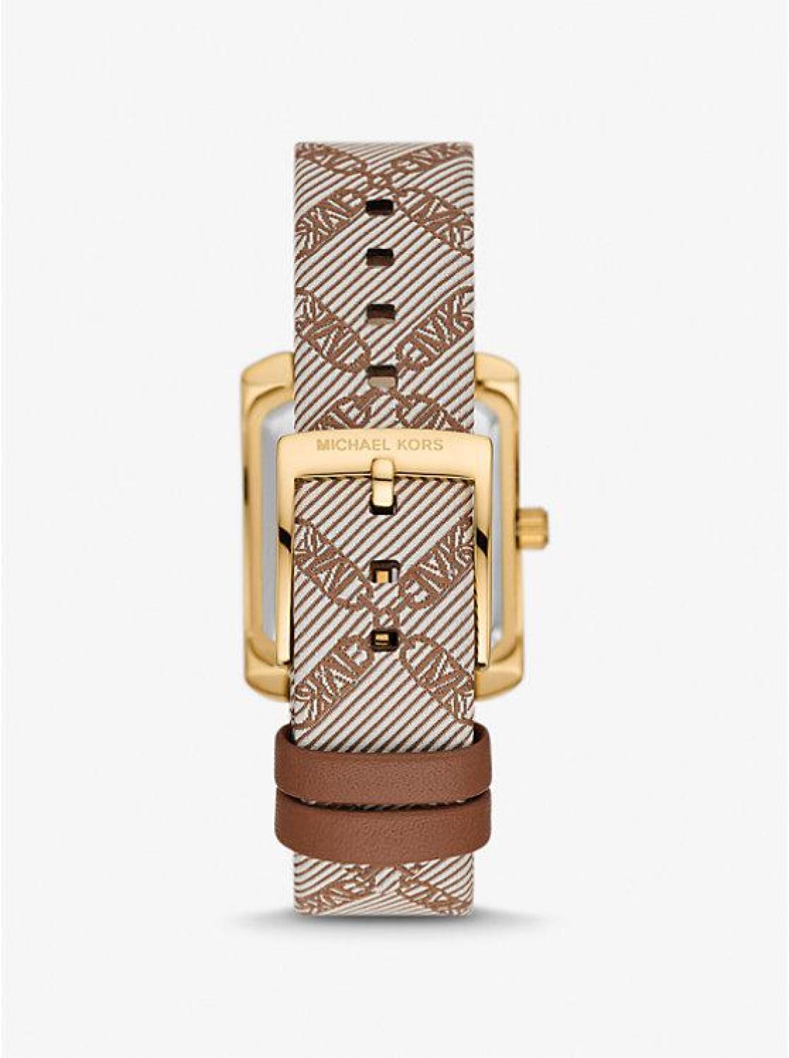 Mini Emery Gold-Tone and Empire Logo Jacquard Watch