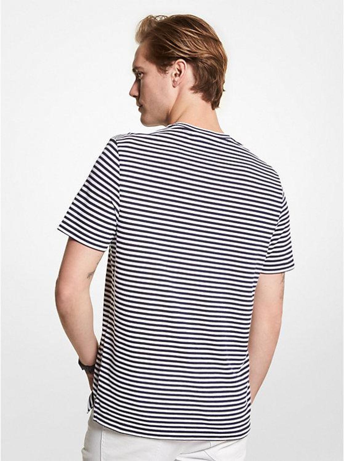Striped Textured Cotton T-Shirt