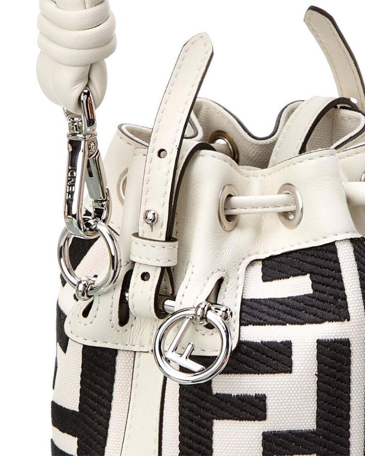 FENDI Mon Tresor Mini FF Canvas & Leather Bucket Bag