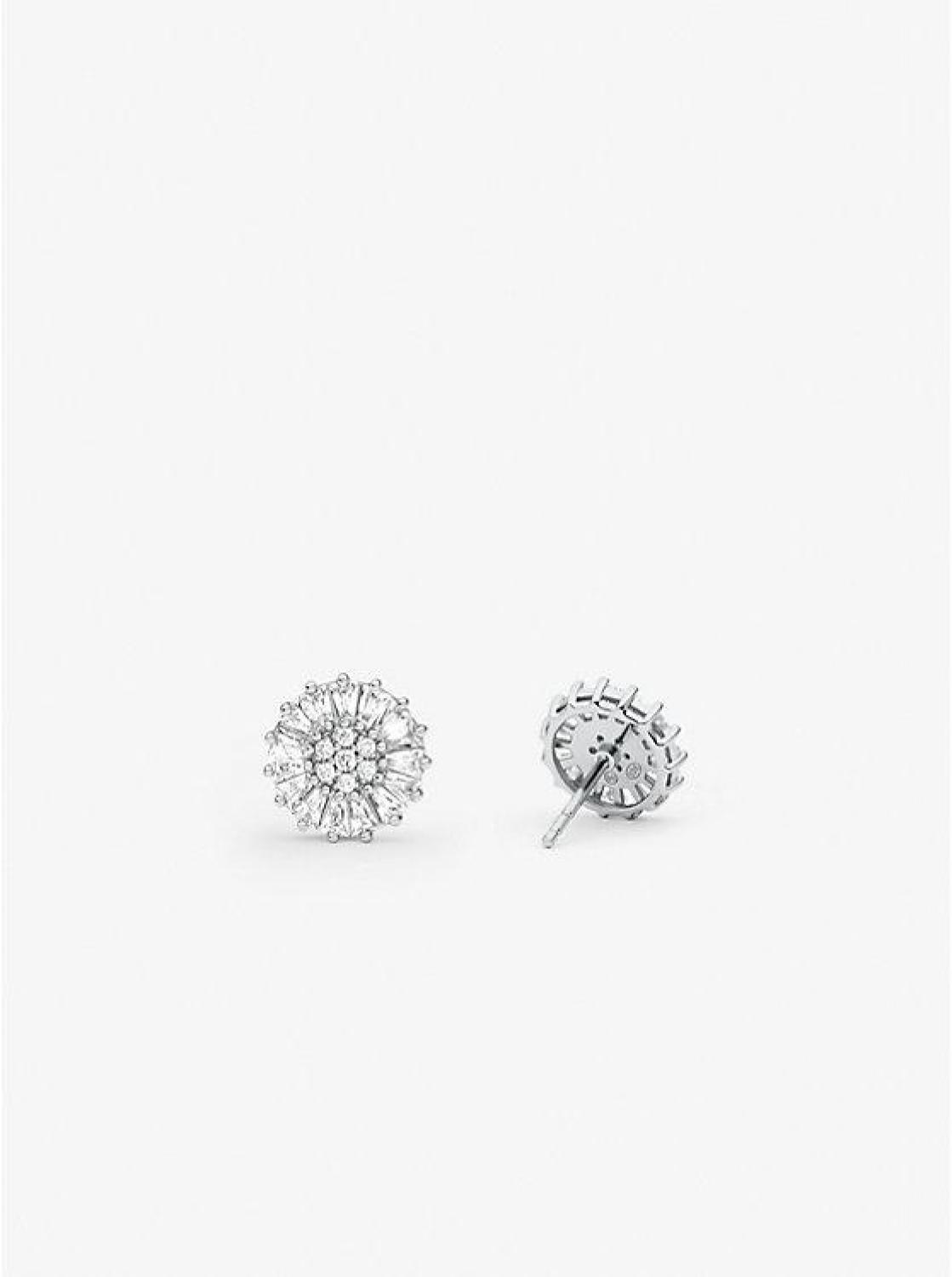 Precious Metal-Plated Sterling Silver Pavé Stud Earrings