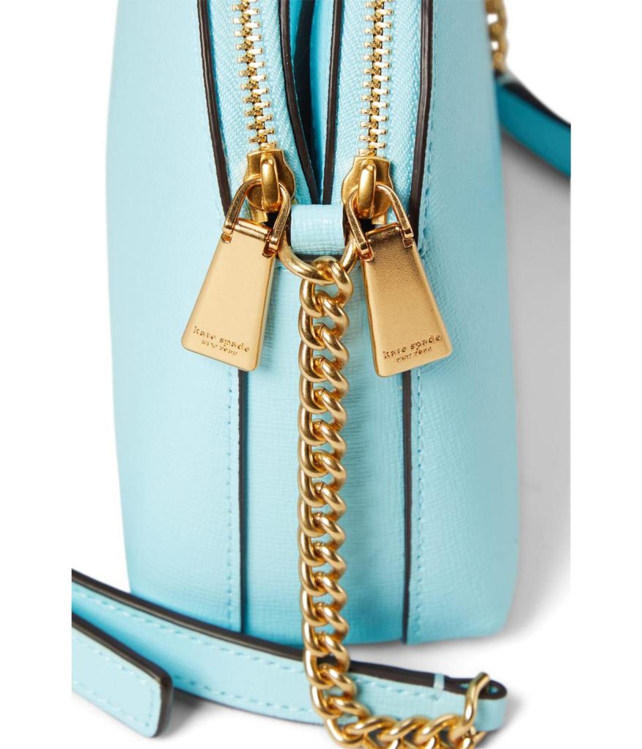Morgan Saffiano Leather Double Zip Dome Crossbody