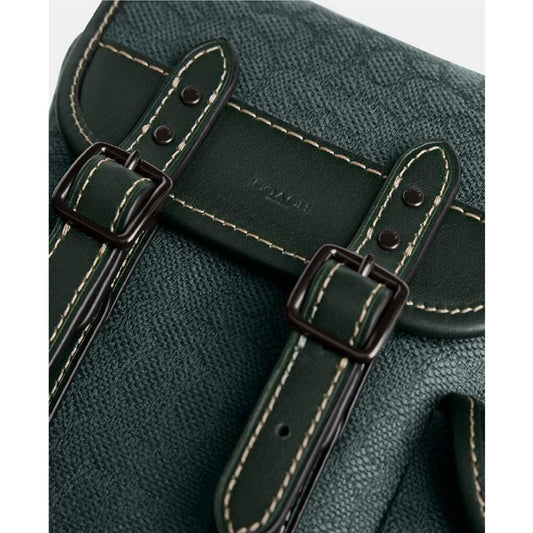 Men's Leather Hitch Backpack 13 in Micro Signature Jacquard