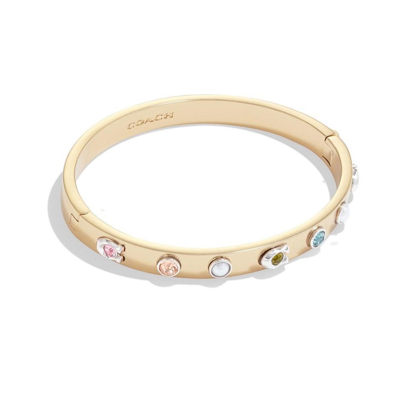 Faux Stone Signature Imitation Pearl Bangle Bracelet