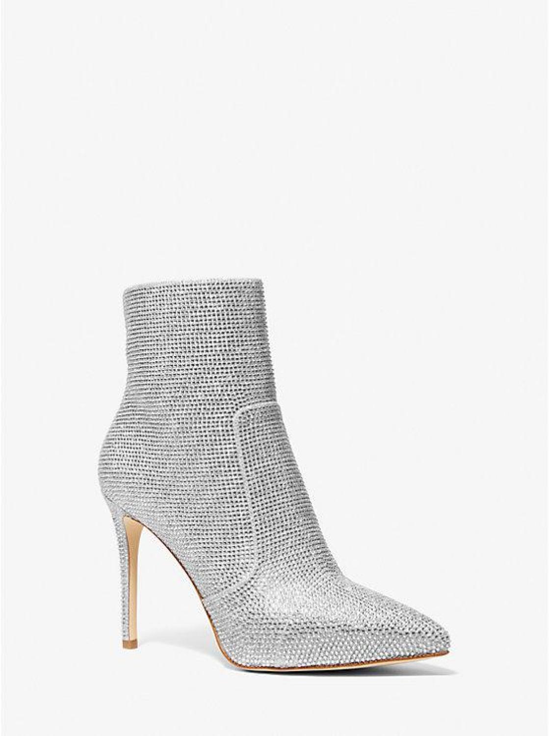 Rue Embellished Glitter Chain-Mesh Ankle Boot