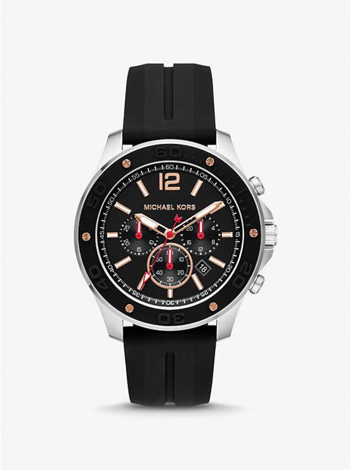 Oversized Nolan Silver-Tone and Silicone Watch