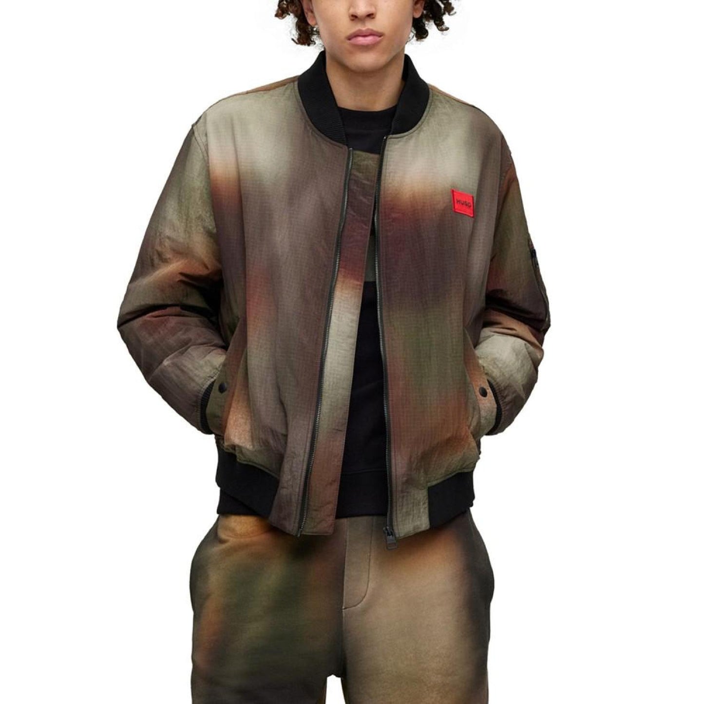 Men's Byler2321 Oversized-Fit Camouflage Full-Zip Bomber Jacket