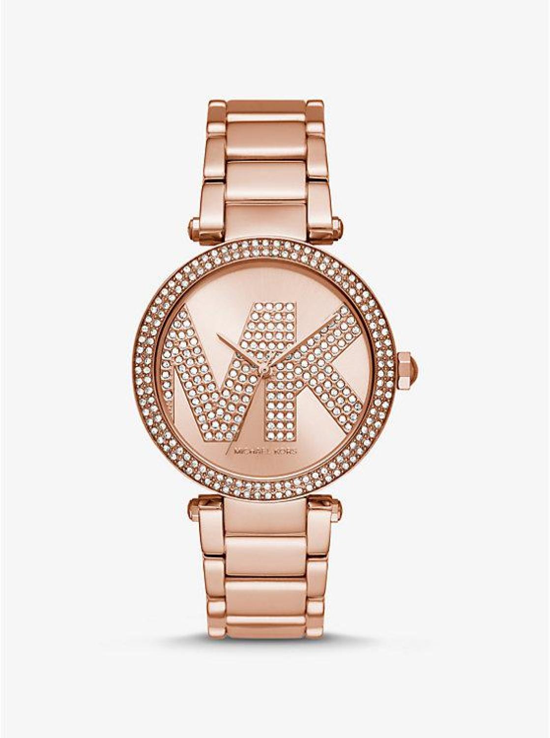 Oversized Pavé Logo Rose Gold-Tone Watch