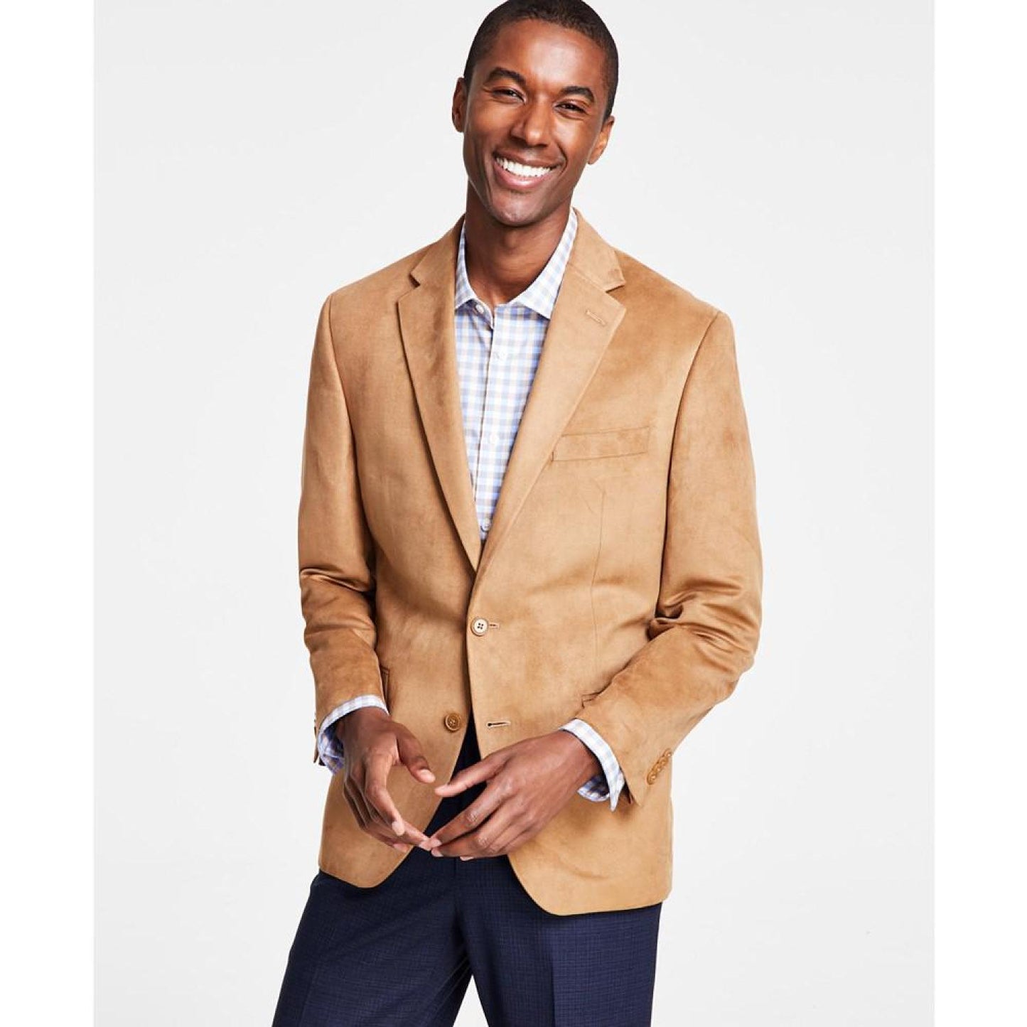 Men's Classic Fit Notch Lapel Faux Suede Sport Coat