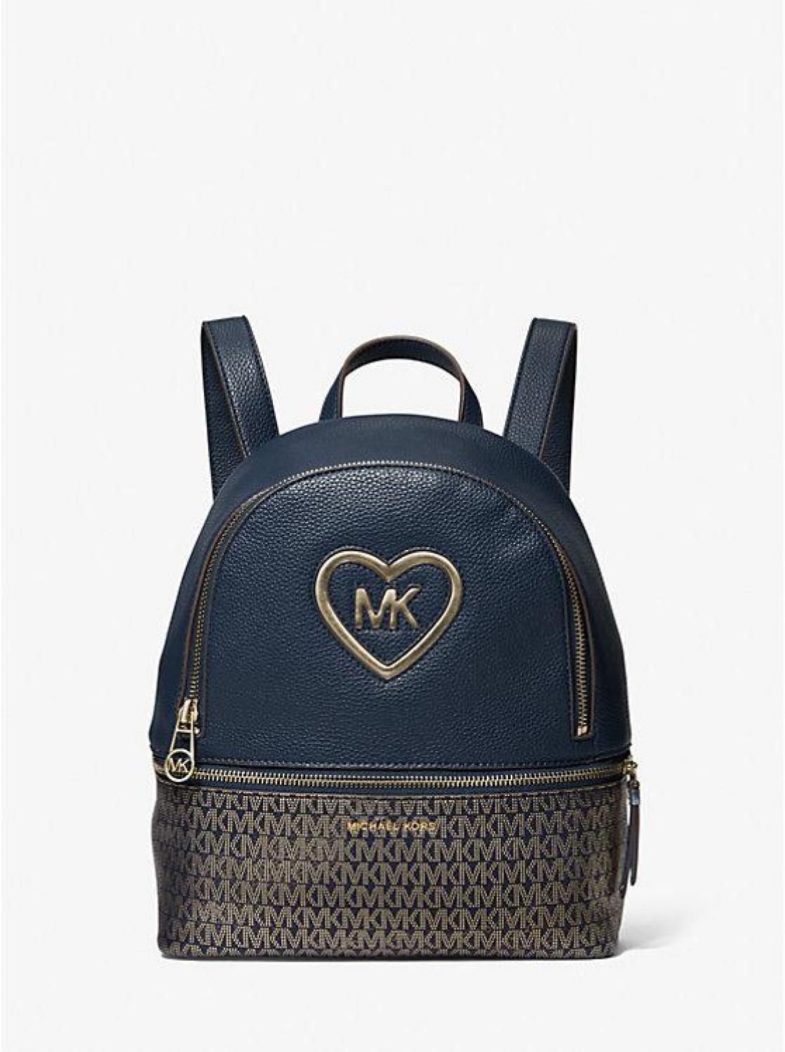 Logo Heart Faux Leather and Coated Canvas Kids Backpack