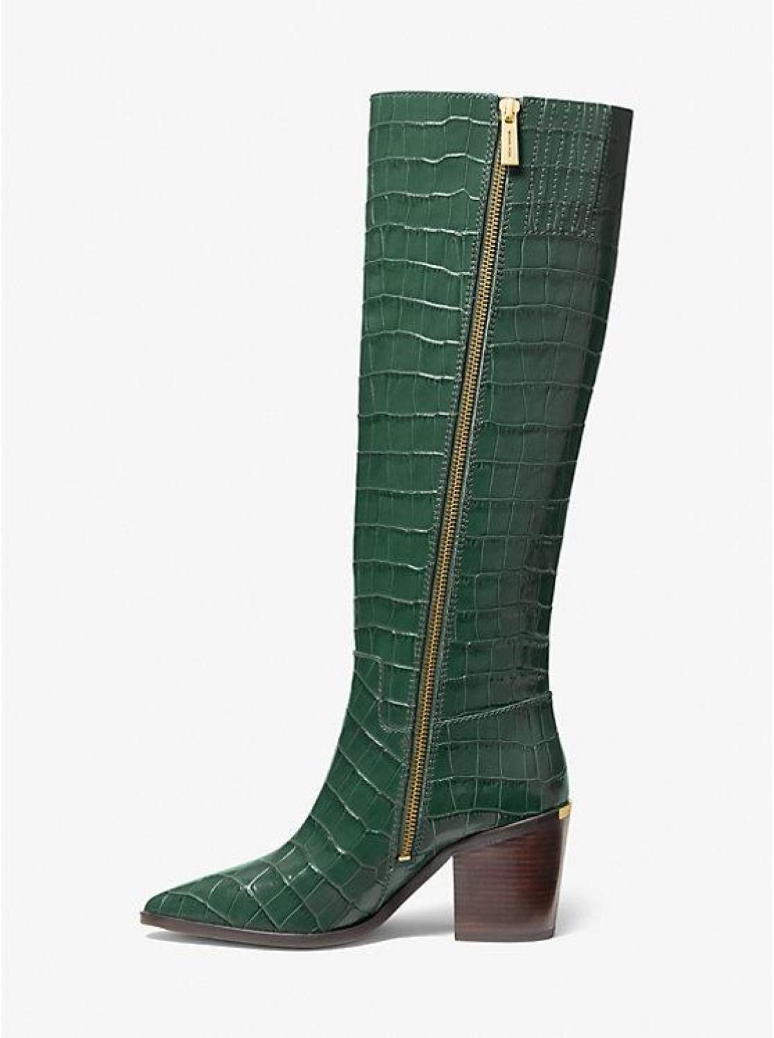 Loni Crocodile Embossed Leather Boot