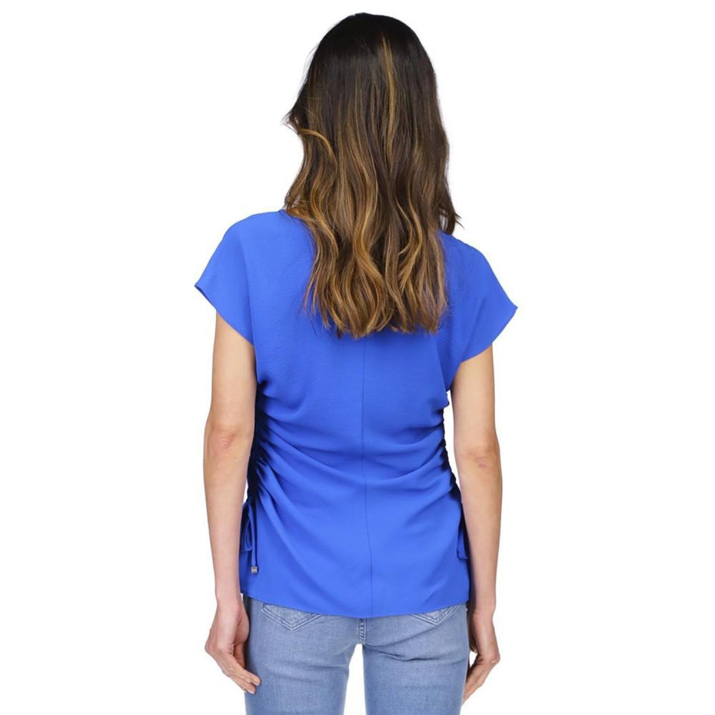Women's Solid Ruched V-Neck Top