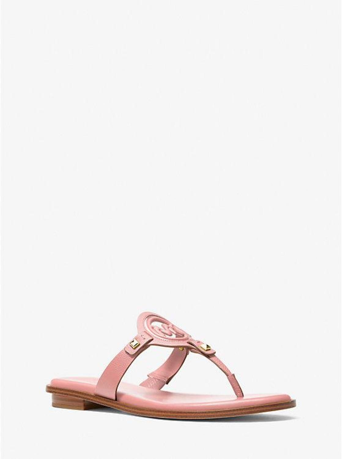 Aubrey Cutout Leather T-Strap Sandal