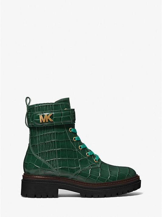 Stark Crocodile Embossed Leather Combat Boot