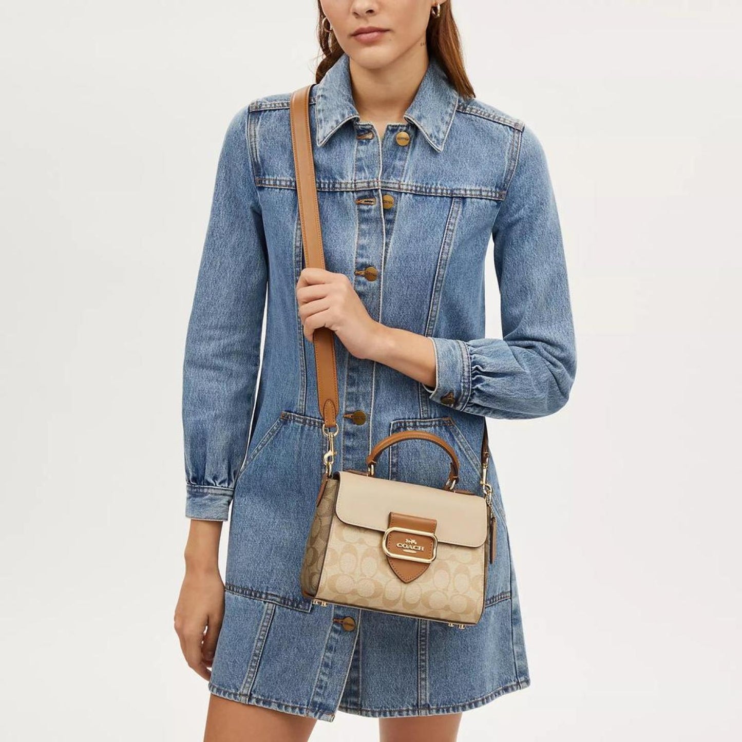 Coach Outlet Morgan Top Handle In Blocked Signature Canvas