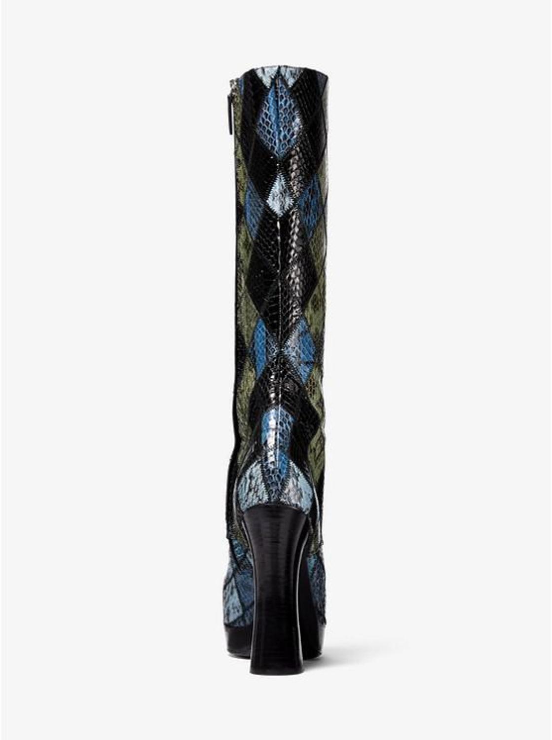 Deandra Patchwork Snakeskin Platform Boot