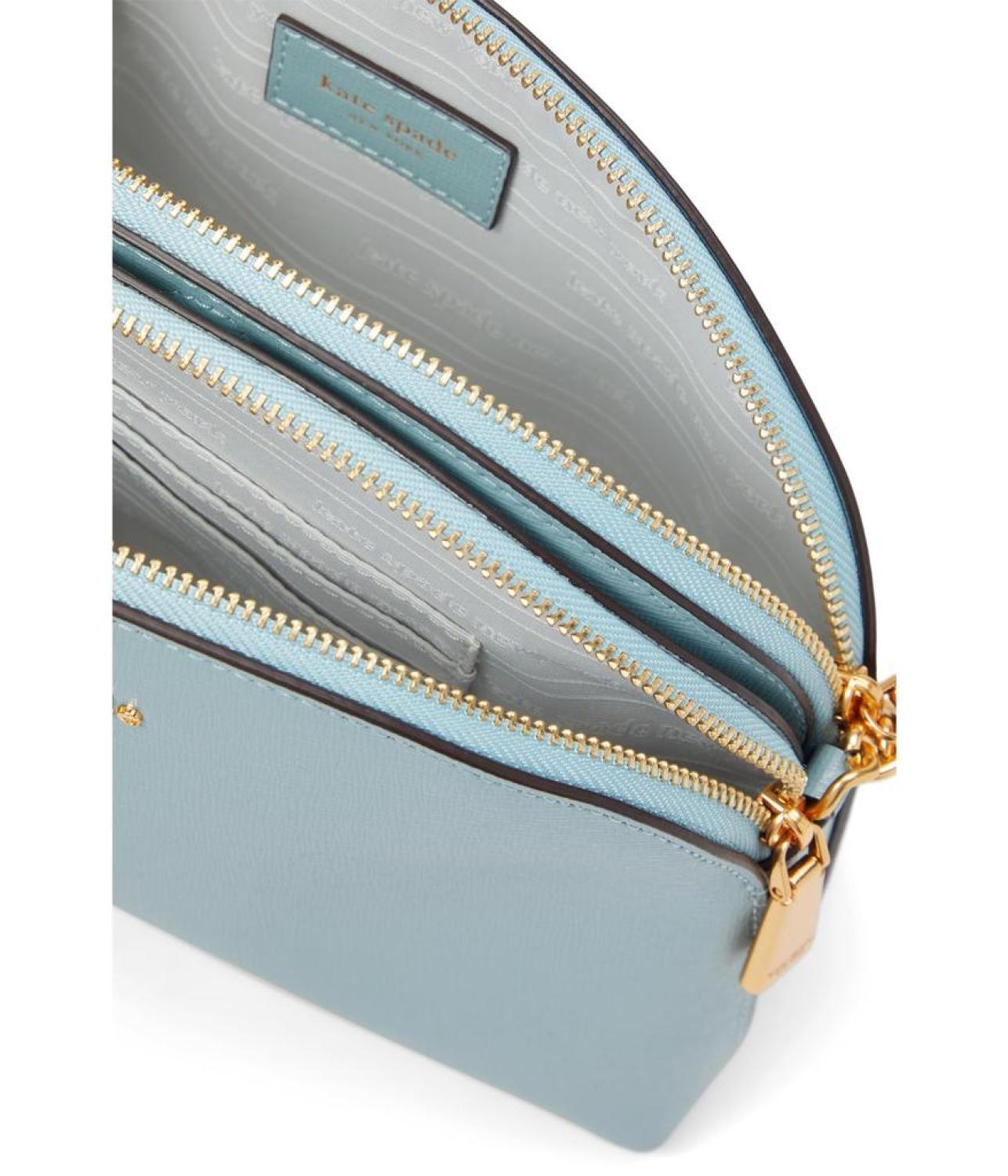 Morgan Saffiano Leather Double Zip Dome Crossbody