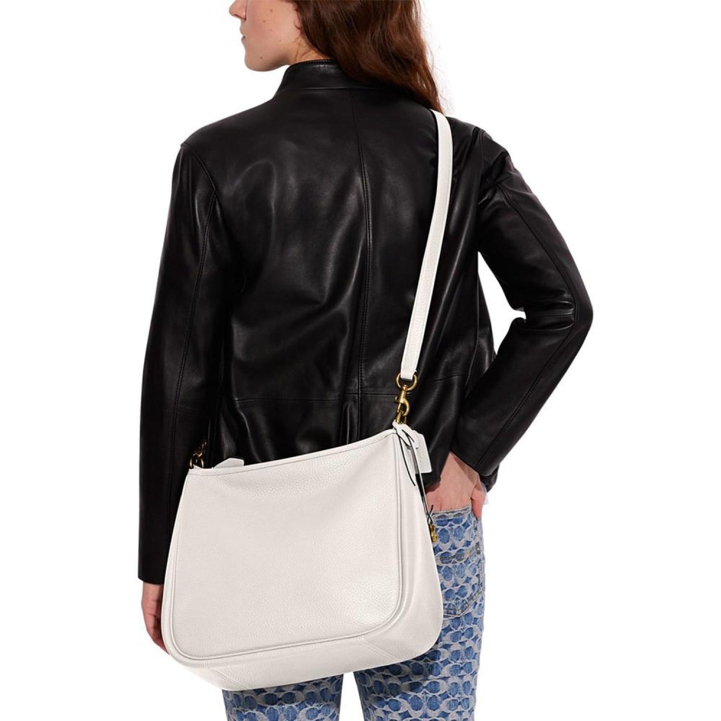 Soft Pebble Leather Cary Shoulder Bag with Convertible Straps