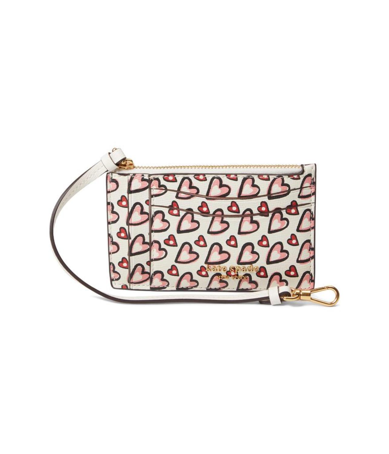 Morgan Valentines Heart Print Coin Card Case Wristlet
