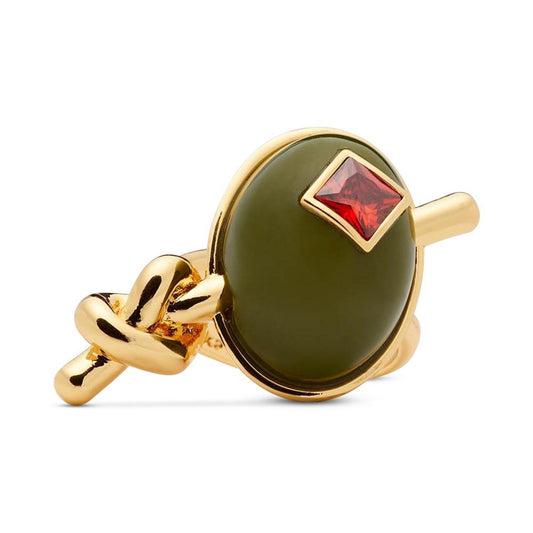 Gold-Tone Cubic Zirconia Olive Statement Ring
