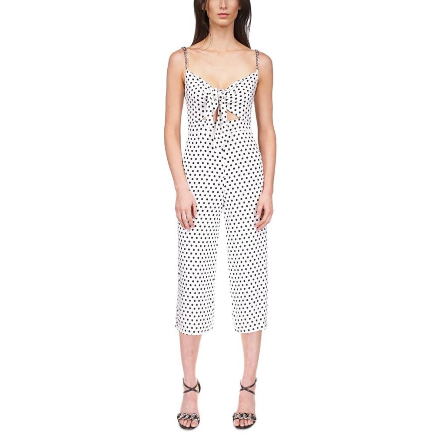 Women's Sleeveless Classic Dot Tie Jumpsuit