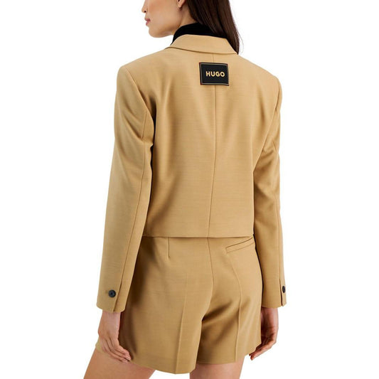 Women's Solid-Color Relaxed Peak-Label Cropped Blazer