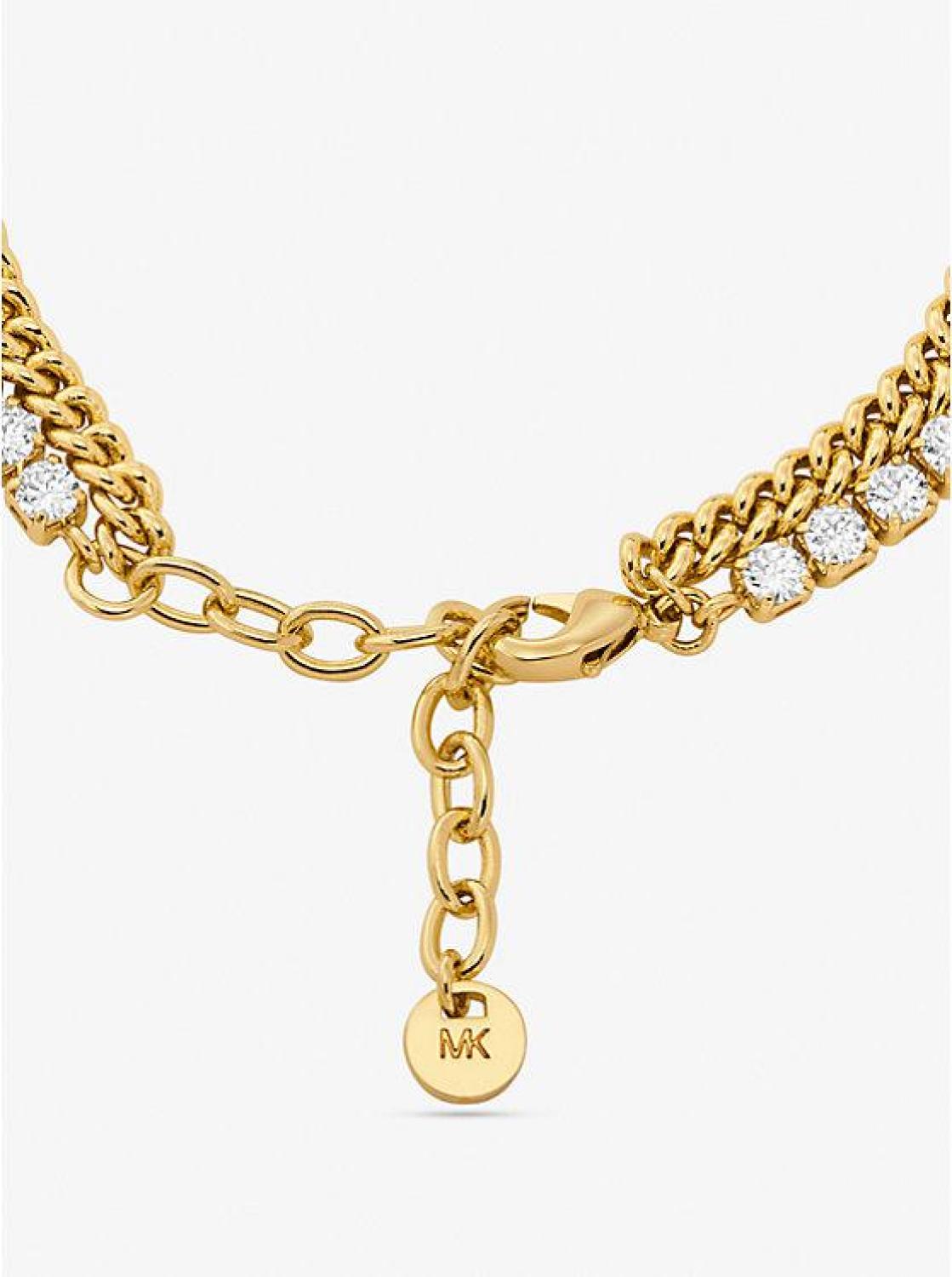 Precious Metal-Plated Brass Double Chain Tennis Bracelet