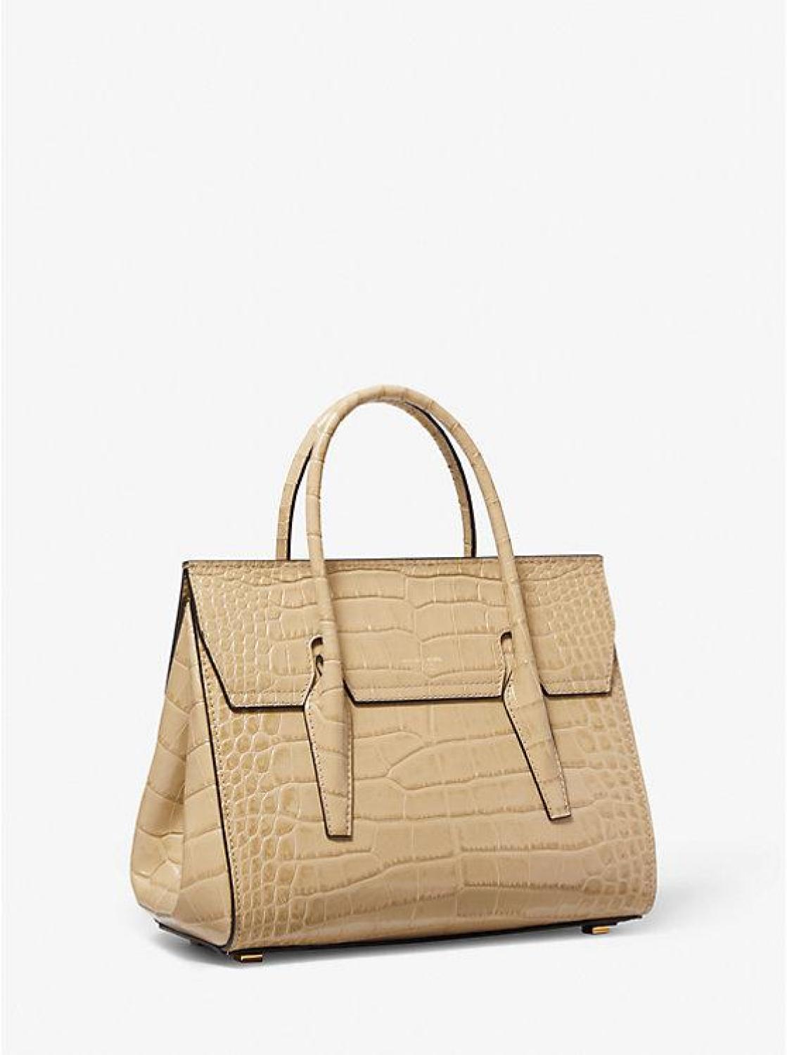 Campbell Medium Crocodile Embossed Leather Satchel