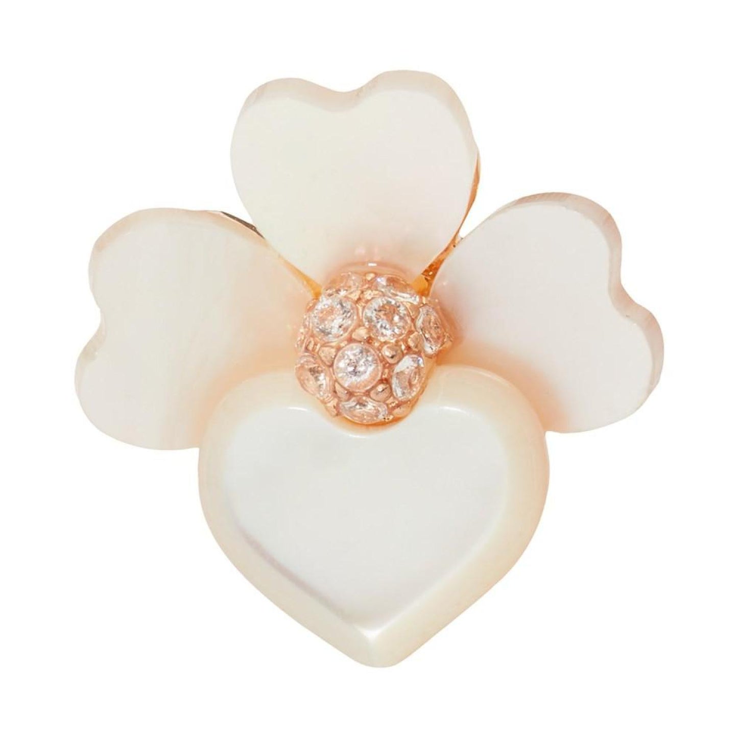 Gold-Tone Pavé & Mother-of-Pearl Pansy Stud Earrings