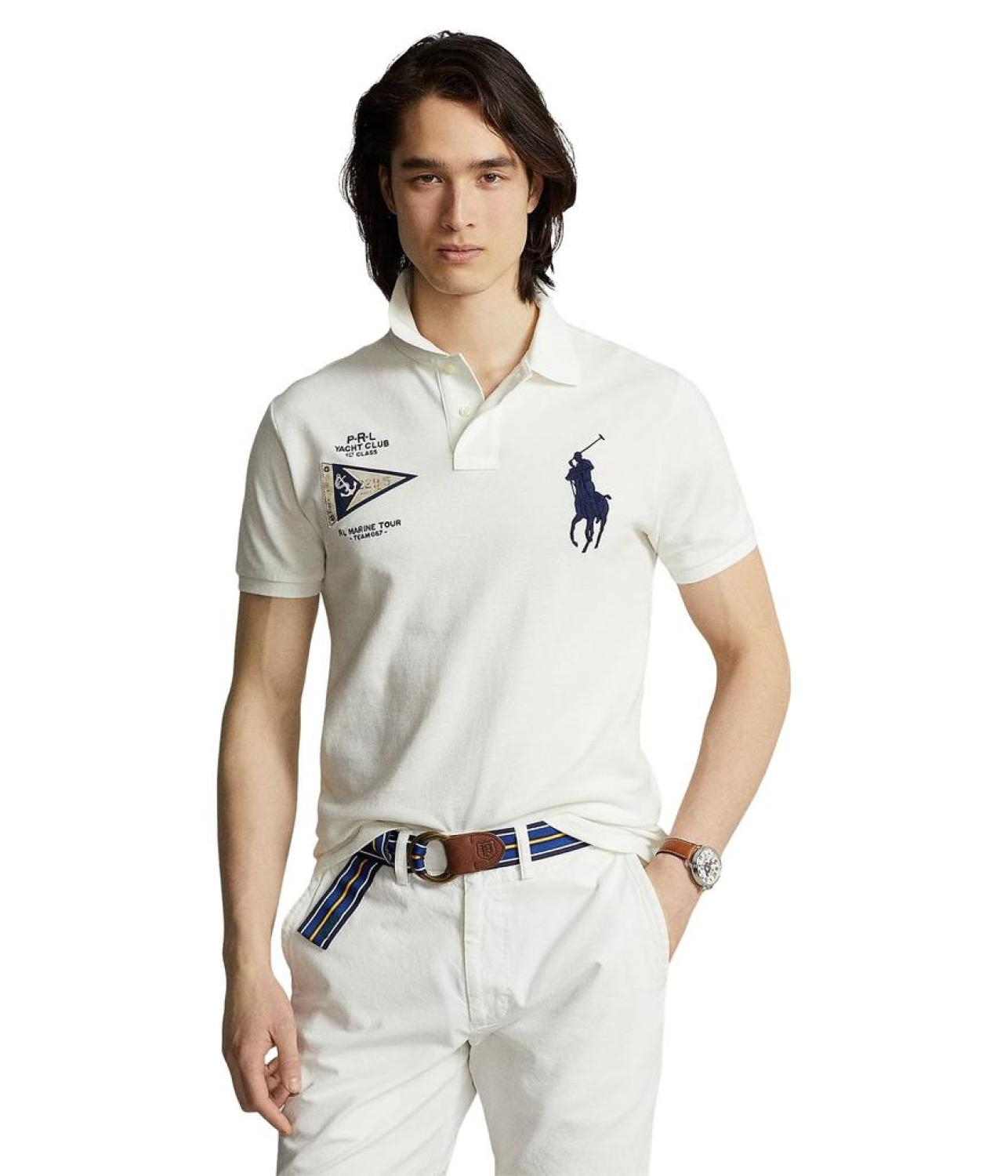 Custom Slim Fit Big Pony Mesh Polo Shirt