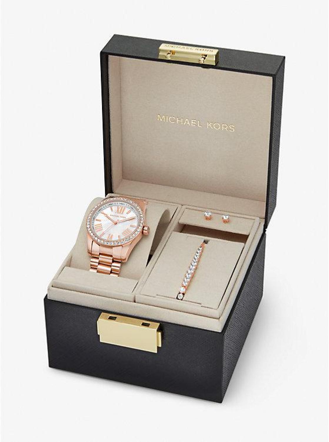 Lexington Pavé Rose Gold-Tone Watch and Jewelry Gift Set